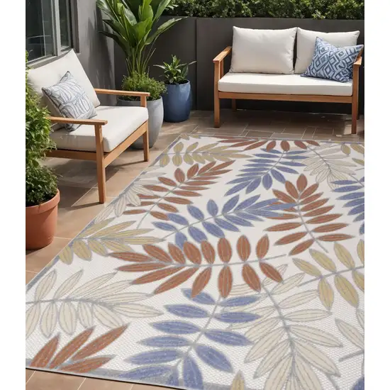 Mocha and Blue Indoor Outdoor Area Rug Photo 1