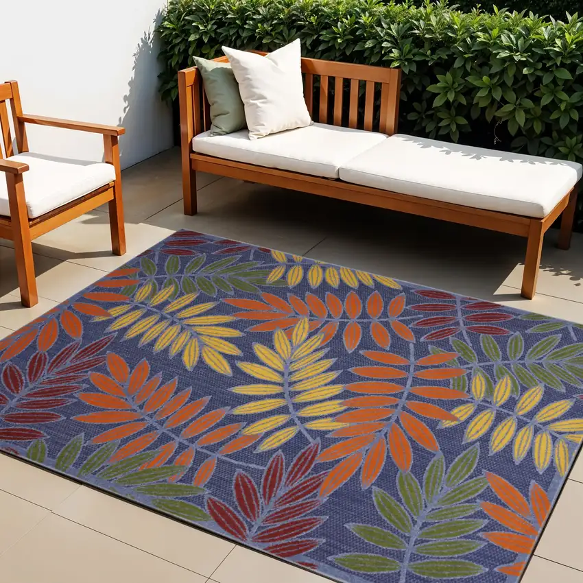 Orange Green and Blue Indoor Outdoor Area Rug Photo 1
