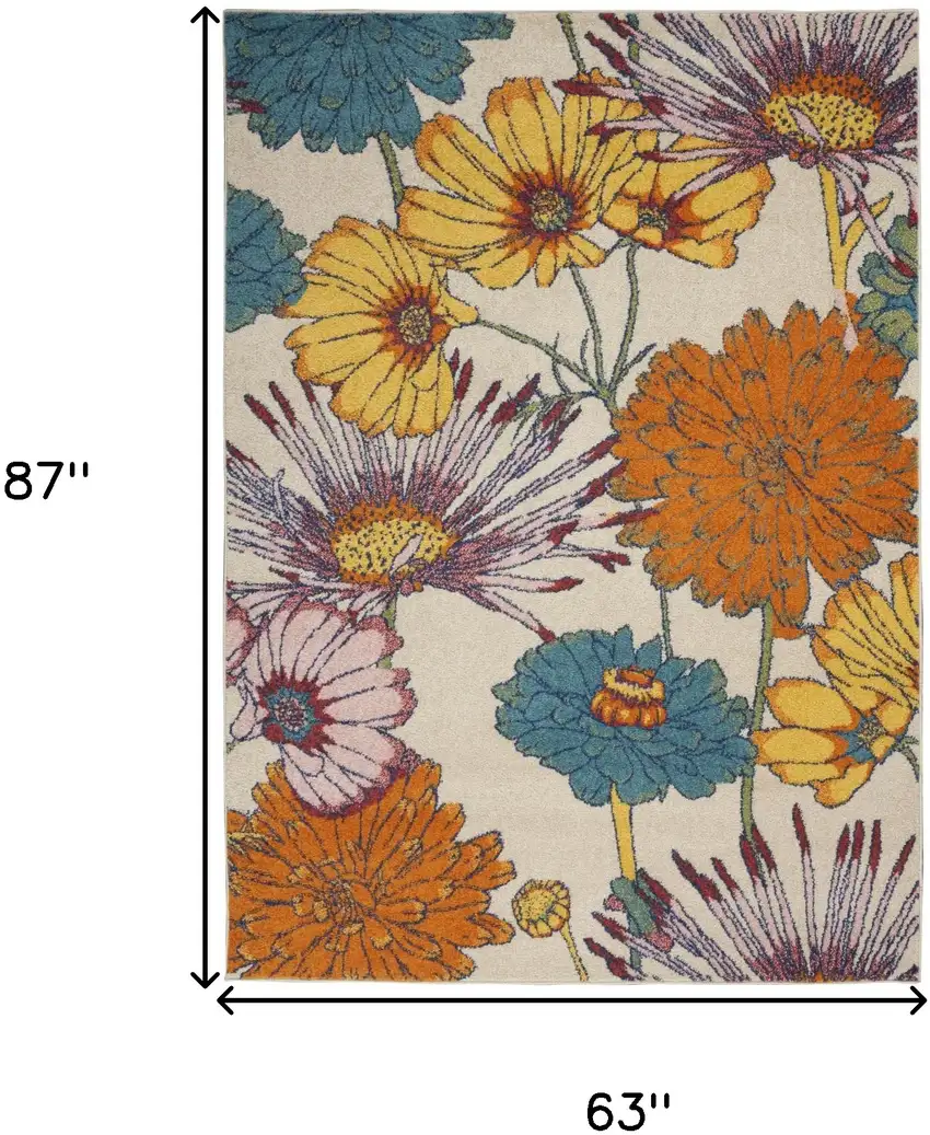 Cream Floral Power Loom Area Rug Photo 3