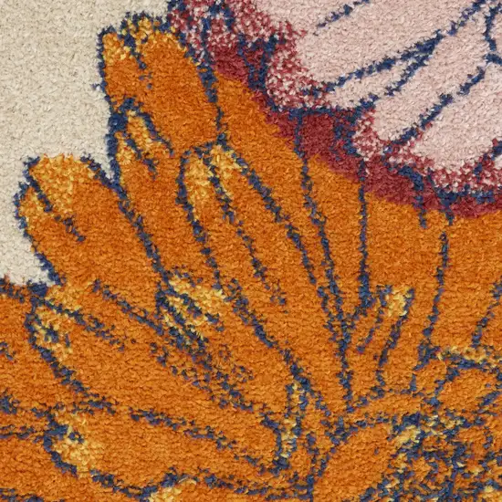 Cream Floral Power Loom Area Rug Photo 3