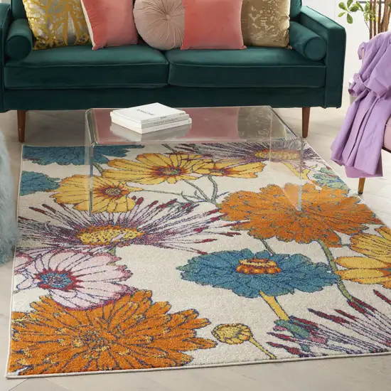 Cream Floral Power Loom Area Rug Photo 4