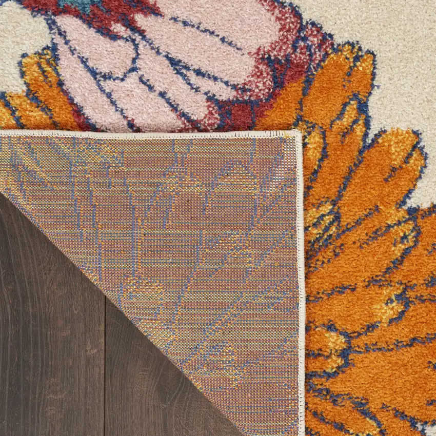 Cream Floral Power Loom Area Rug Photo 9