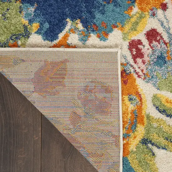 Cream Floral Power Loom Area Rug Photo 7