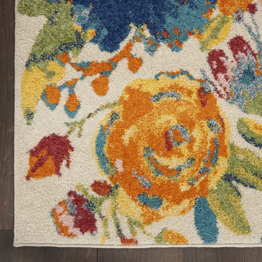 Cream Floral Power Loom Area Rug Photo 8