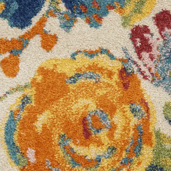 Cream Floral Power Loom Area Rug Photo 1