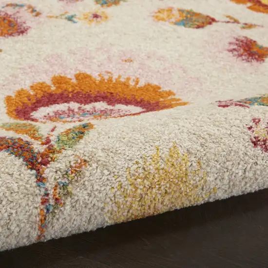 Cream Floral Power Loom Area Rug Photo 6