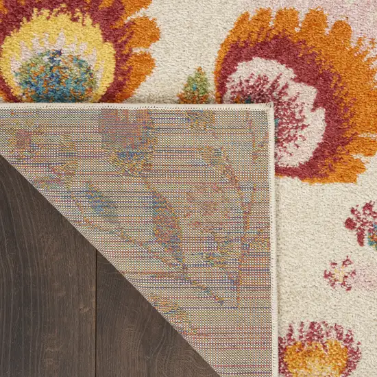 Cream Floral Power Loom Area Rug Photo 8