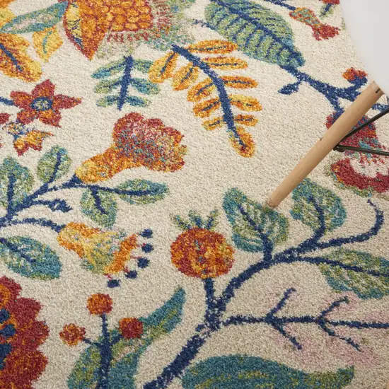 Cream Floral Power Loom Area Rug Photo 9