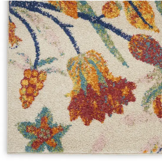 Cream Floral Power Loom Area Rug Photo 8
