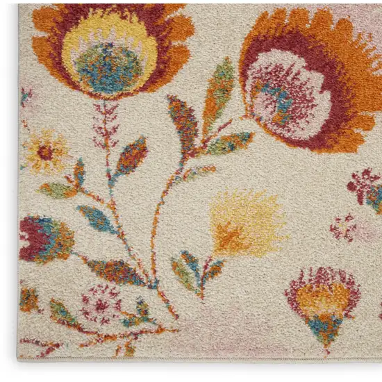 Cream Floral Power Loom Area Rug Photo 8