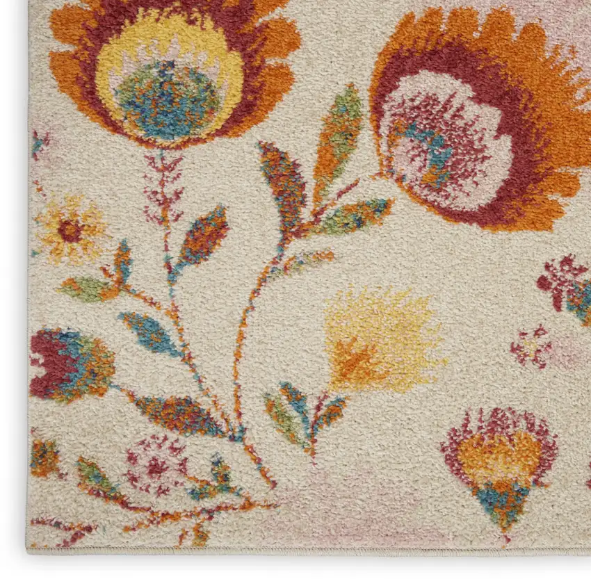 Cream Floral Power Loom Area Rug Photo 8