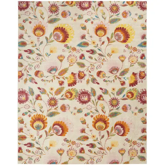 Cream Floral Power Loom Area Rug Photo 6