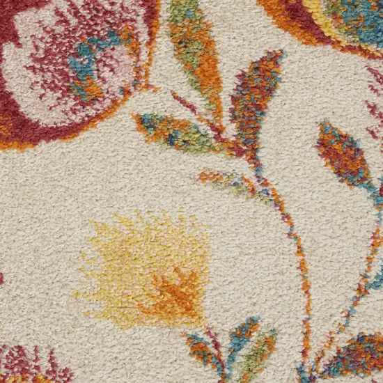 Cream Floral Power Loom Area Rug Photo 1