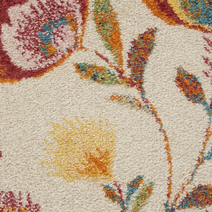 Cream Floral Power Loom Area Rug Photo 1