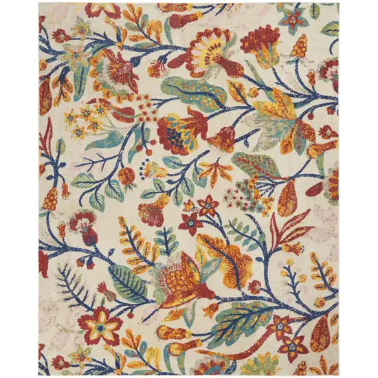 Cream Floral Power Loom Area Rug Photo 9