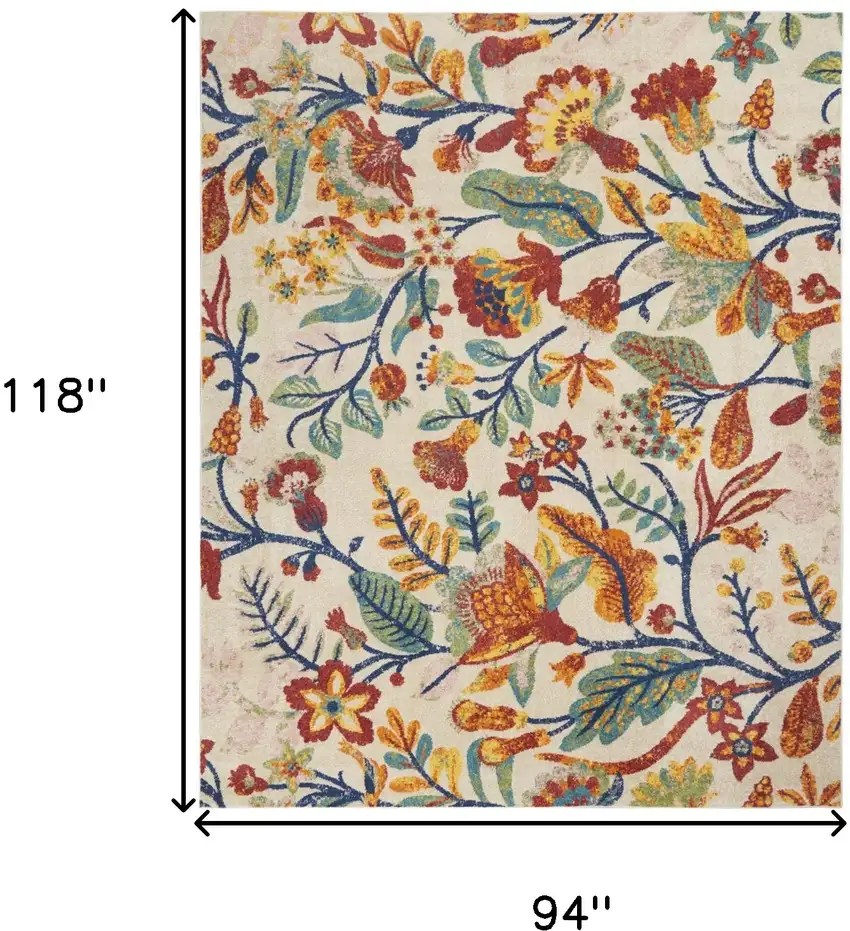 Cream Floral Power Loom Area Rug Photo 3