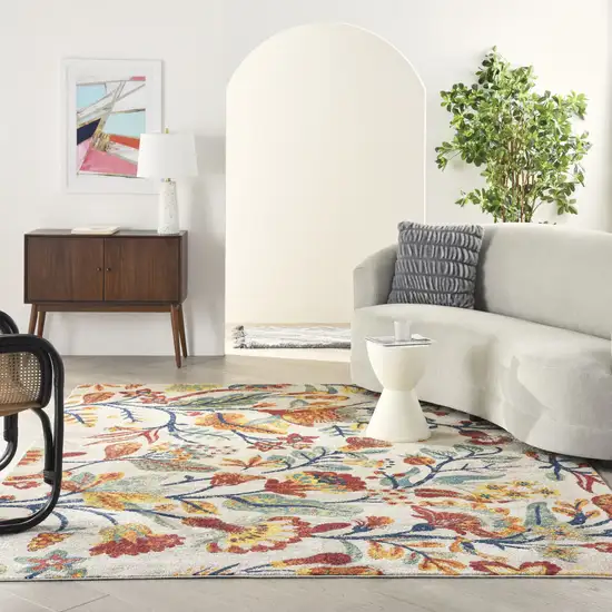Cream Floral Power Loom Area Rug Photo 5