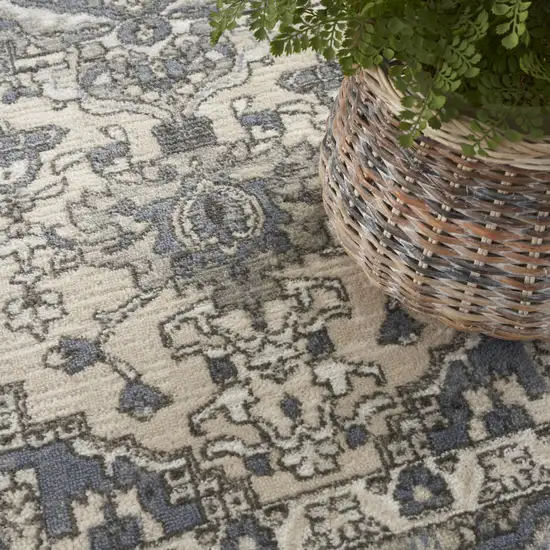 Cream Floral Power Loom Area Rug Photo 9