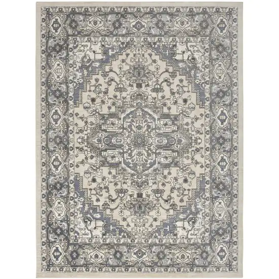Cream Floral Power Loom Area Rug Photo 1