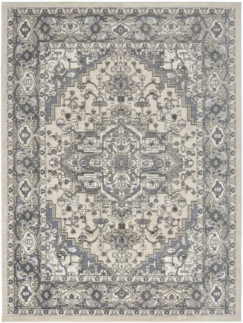 Cream Floral Power Loom Area Rug Photo 1