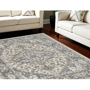 Photo of Cream Floral Power Loom Area Rug