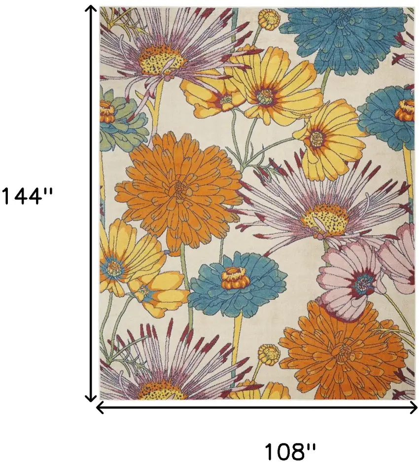 Cream Floral Power Loom Area Rug Photo 3