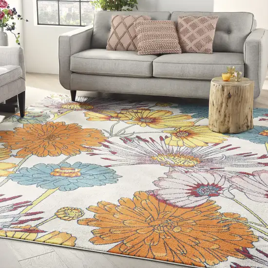 Cream Floral Power Loom Area Rug Photo 3
