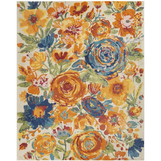 Cream Floral Power Loom Area Rug Photo 1