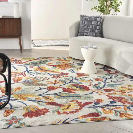 Cream Floral Power Loom Area Rug Photo 3