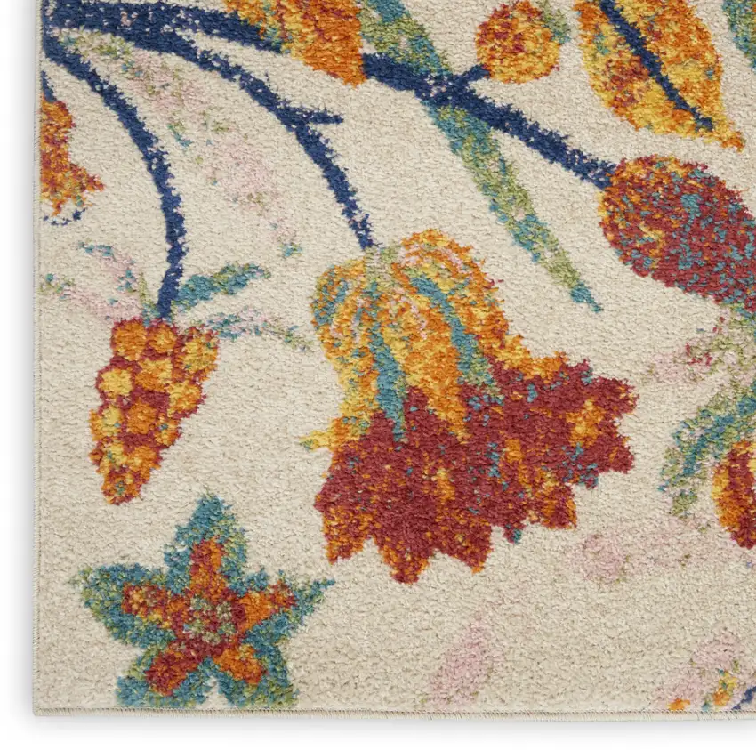 Cream Floral Power Loom Area Rug Photo 6