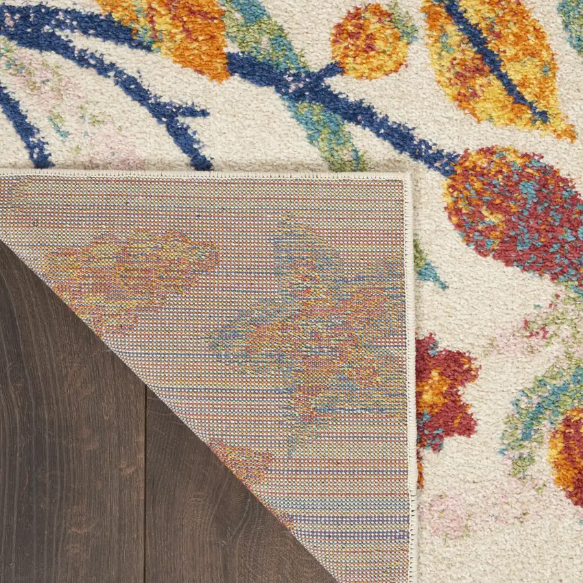 Cream Floral Power Loom Area Rug Photo 8