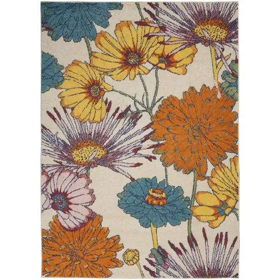 Cream Floral Power Loom Area Rug Photo 1