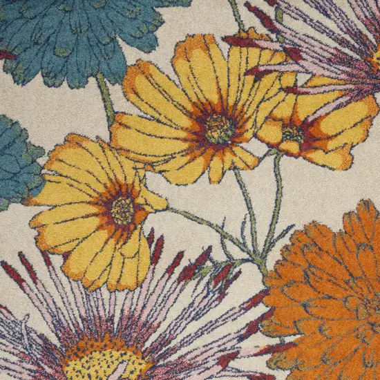Cream Floral Power Loom Area Rug Photo 8