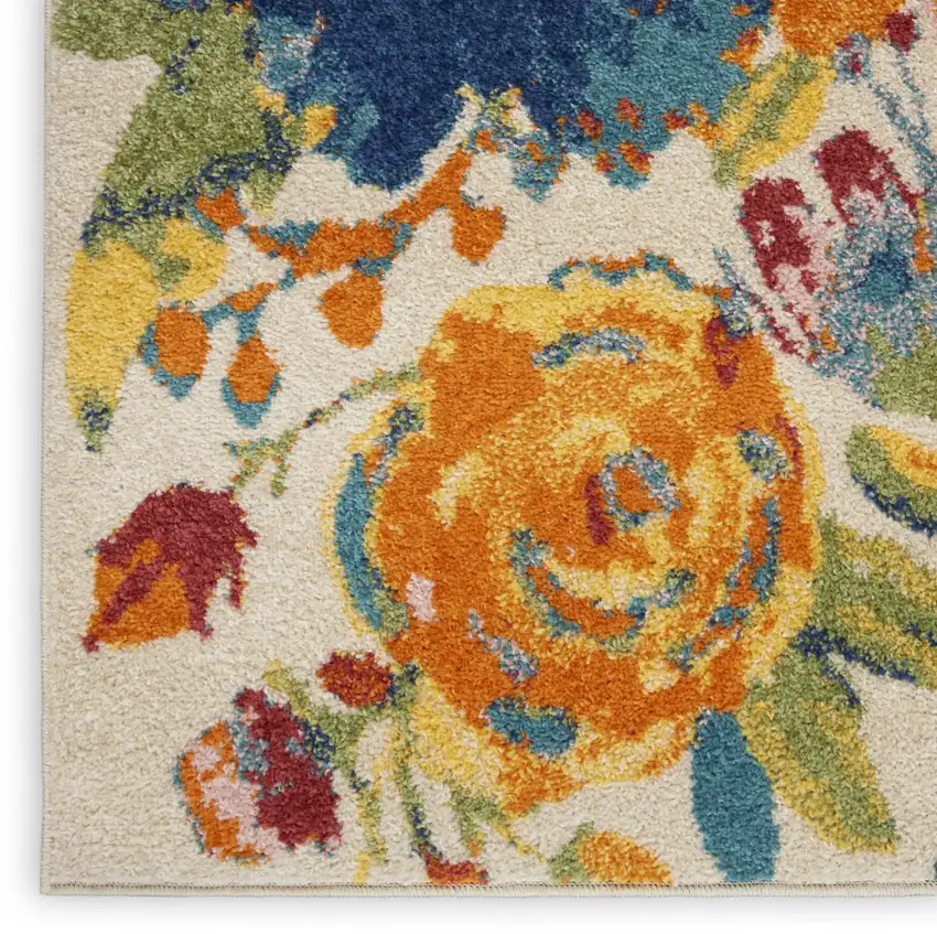 Cream Floral Power Loom Area Rug Photo 7