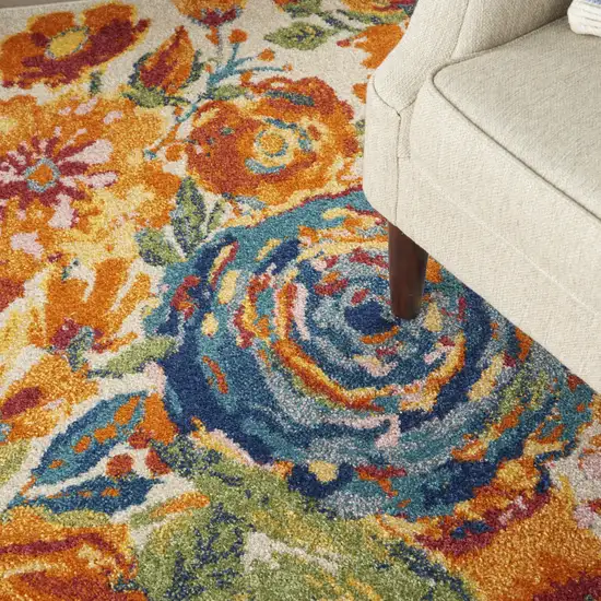 Cream Floral Power Loom Area Rug Photo 6
