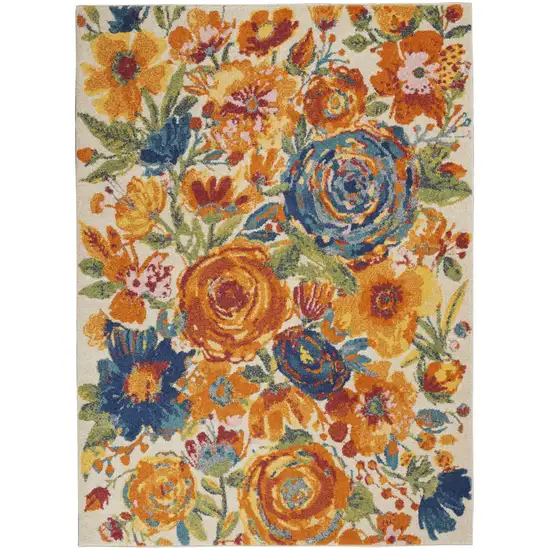 Cream Floral Power Loom Area Rug Photo 1