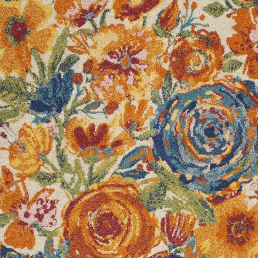 Cream Floral Power Loom Area Rug Photo 8