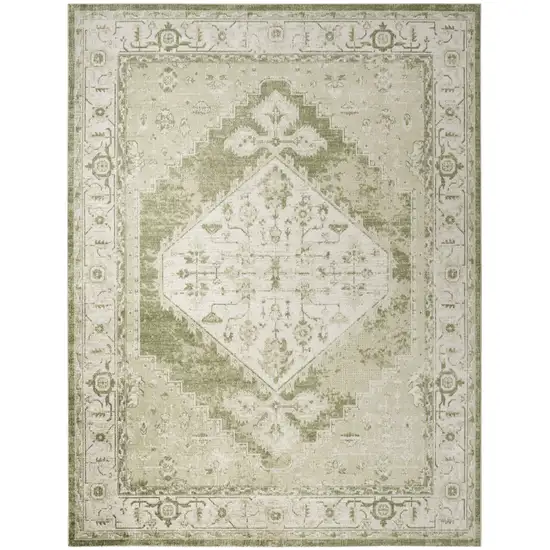 Cream Floral Power Loom Distressed Area Rug Photo 7