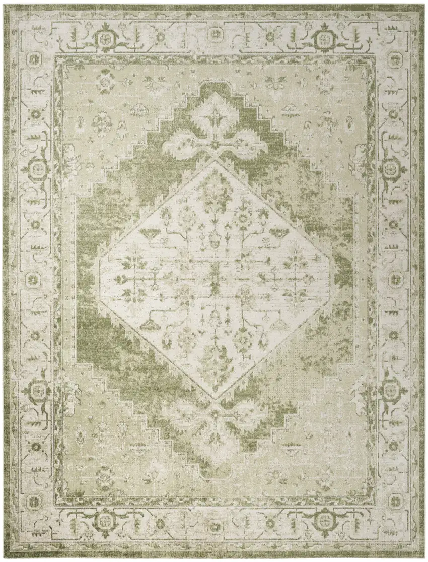 Cream Floral Power Loom Distressed Area Rug Photo 7