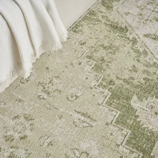 Cream Floral Power Loom Distressed Area Rug Photo 8