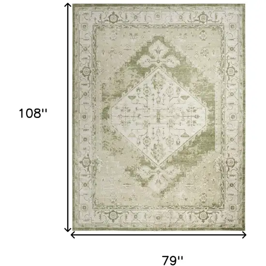 Cream Floral Power Loom Distressed Area Rug Photo 3