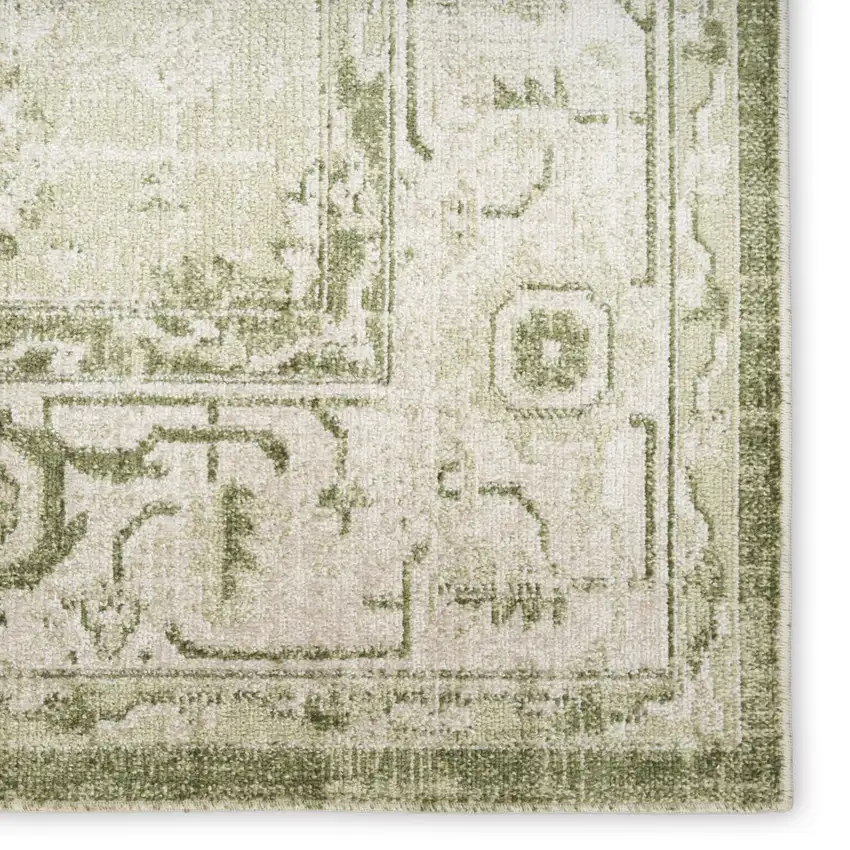 Cream Floral Power Loom Distressed Area Rug Photo 9