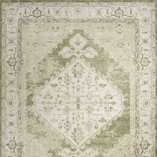 Cream Floral Power Loom Distressed Area Rug Photo 9