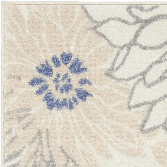 Cream Floral Power Loom Distressed Area Rug Photo 1