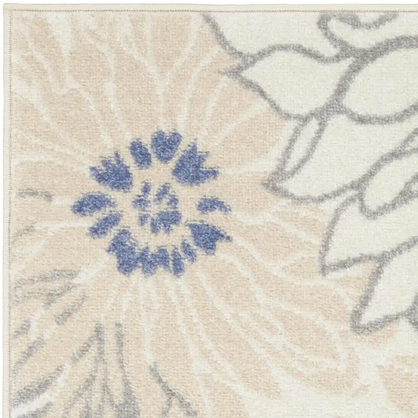 Cream Floral Power Loom Distressed Area Rug Photo 1