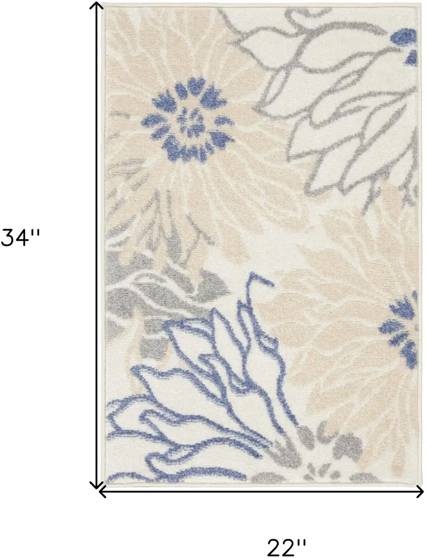 Cream Floral Power Loom Distressed Area Rug Photo 7
