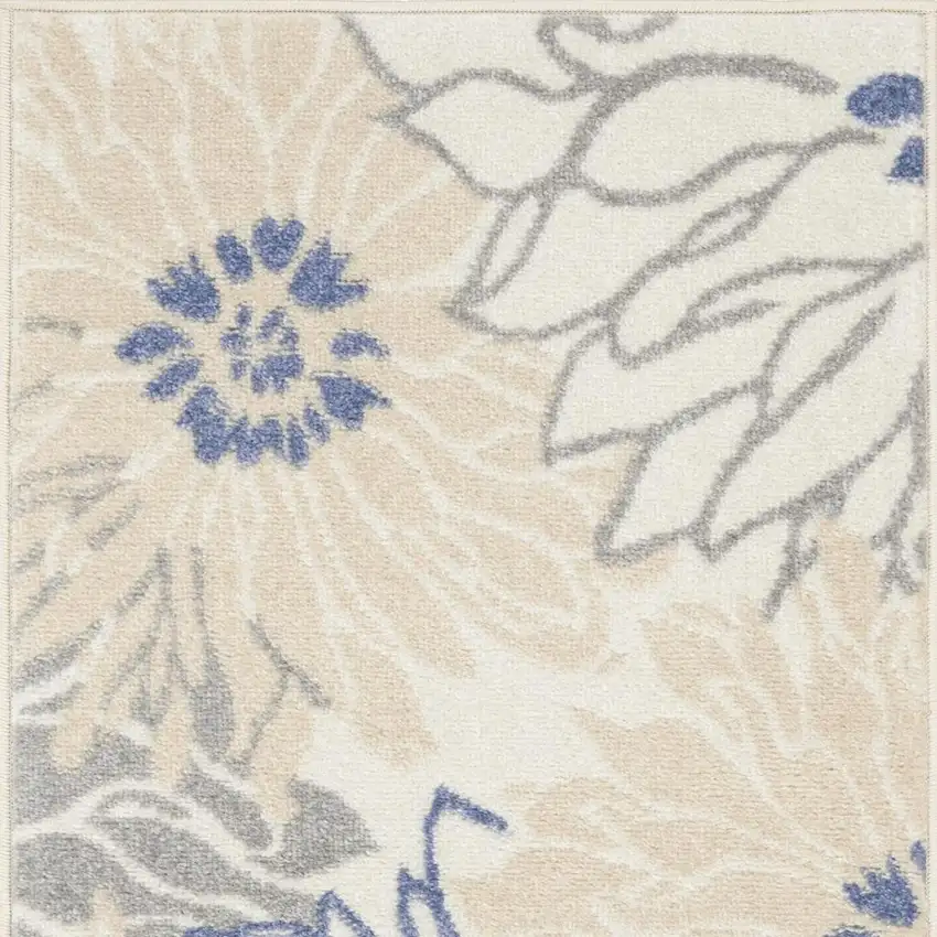 Cream Floral Power Loom Distressed Area Rug Photo 3
