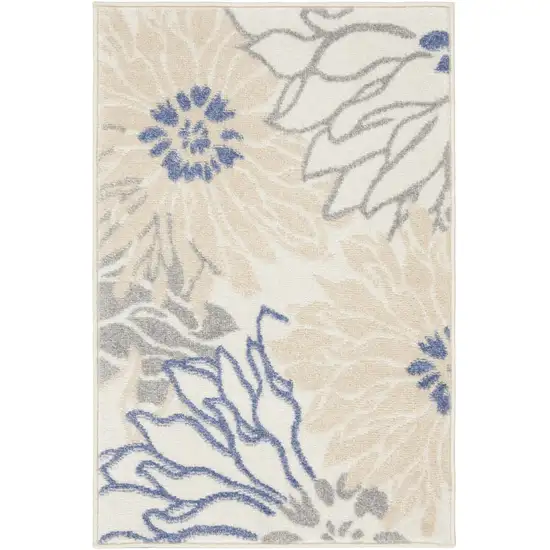 Cream Floral Power Loom Distressed Area Rug Photo 4