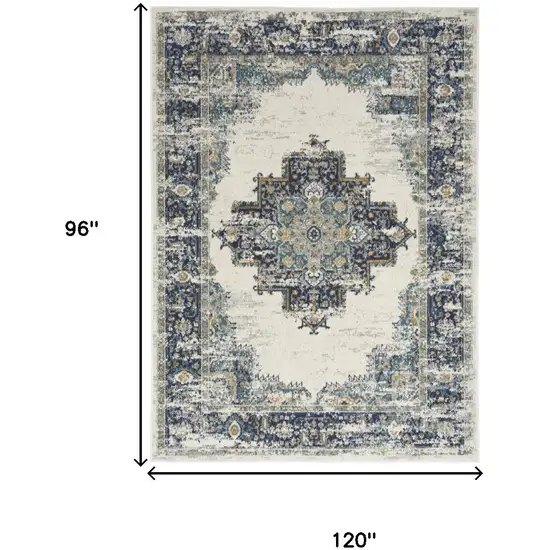Cream Floral Power Loom Distressed Area Rug Photo 3