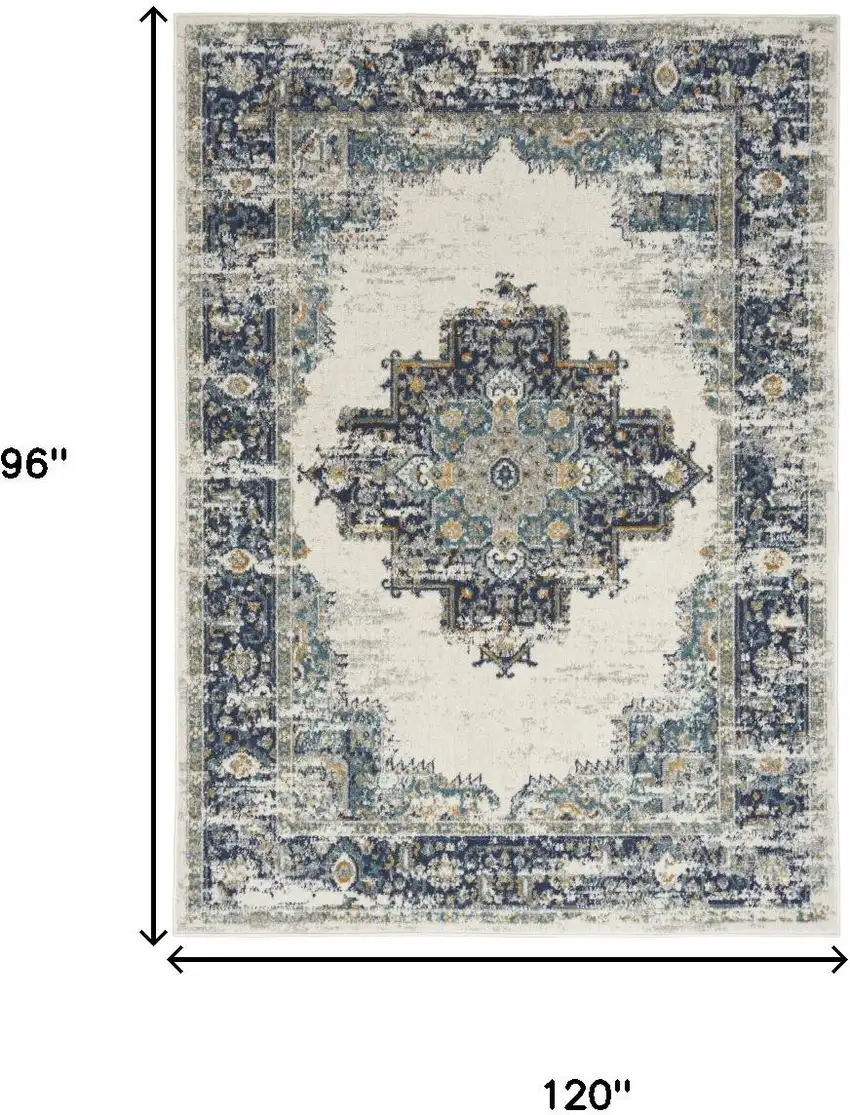 Cream Floral Power Loom Distressed Area Rug Photo 3